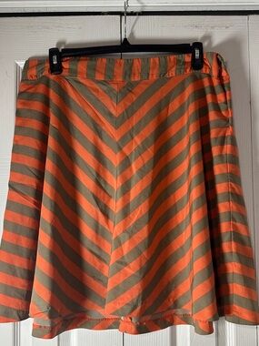 Women’s Orange and Brown Striped A-line skirt with lining